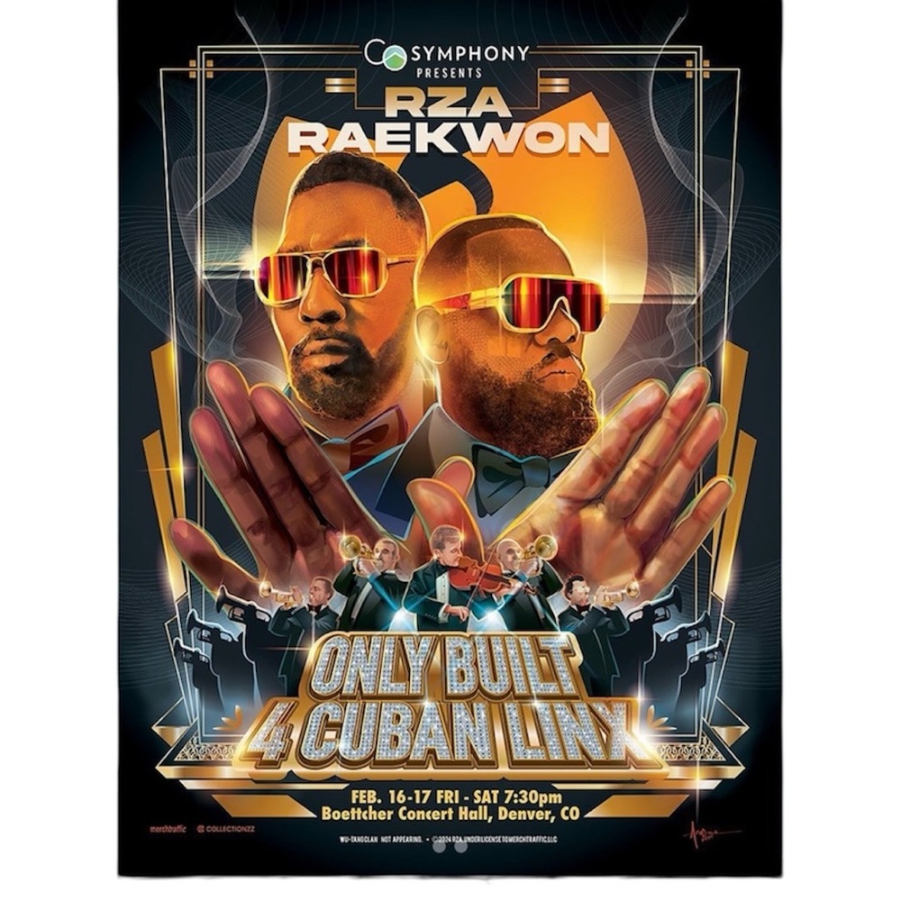 RZA Raekwon 2024 Cuban Linx Orchestra Tour Poster Denver Wu-Tang 4 Ever